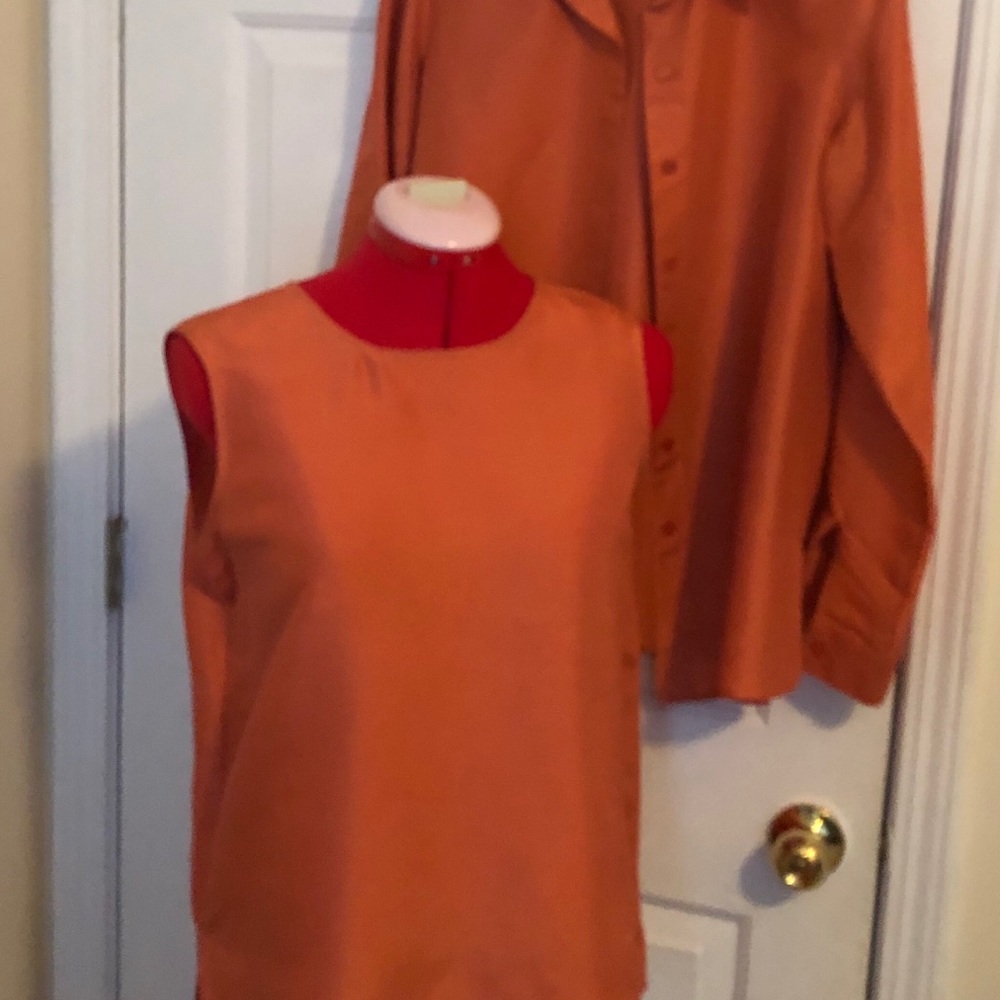 EUC long sleeve blouse with coordinating tank